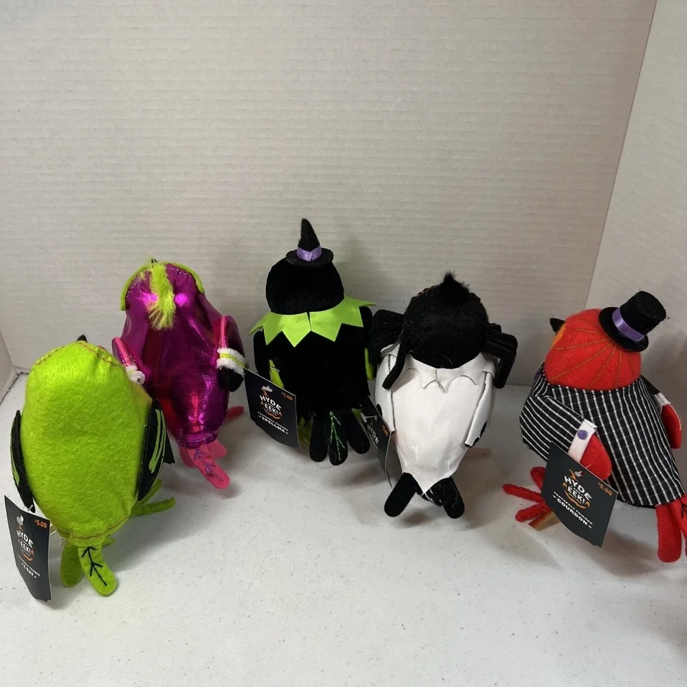 Target 2024 Hyde & EEK! Featherly Friends Halloween Fabric Birds SET OF 5 NWT